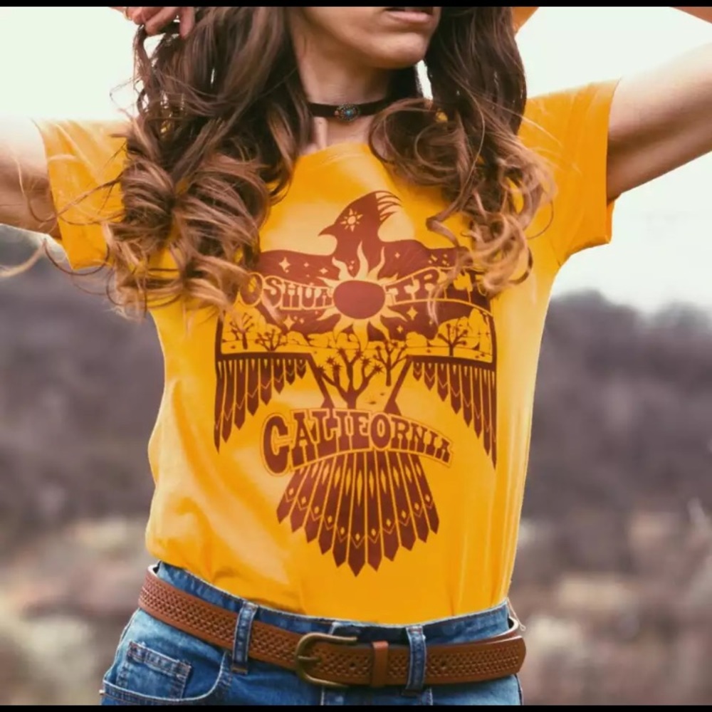 Boho Joshua Tree California Yellow Retro TShirt